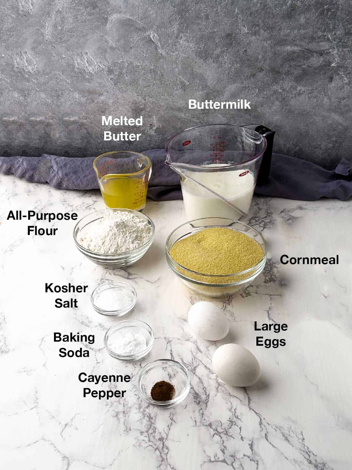 Ingredients for cornbread skulls.