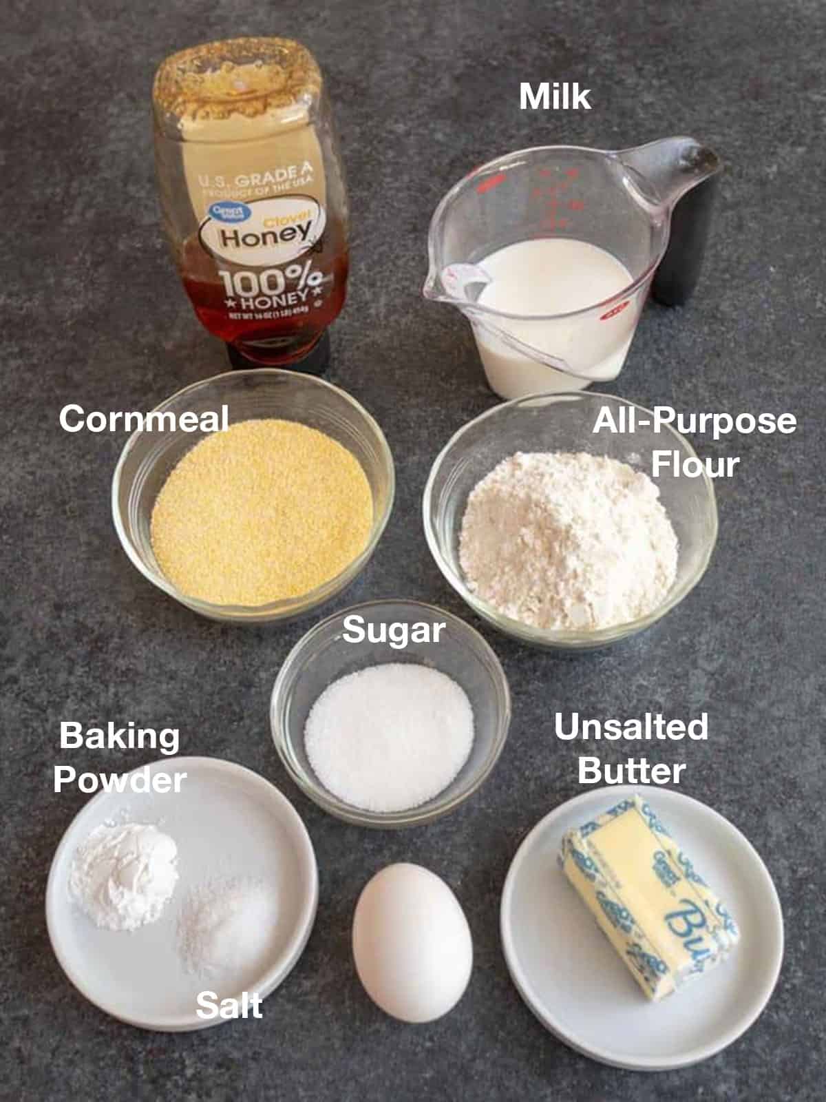 Ingredients for Honey Cornbread Muffins