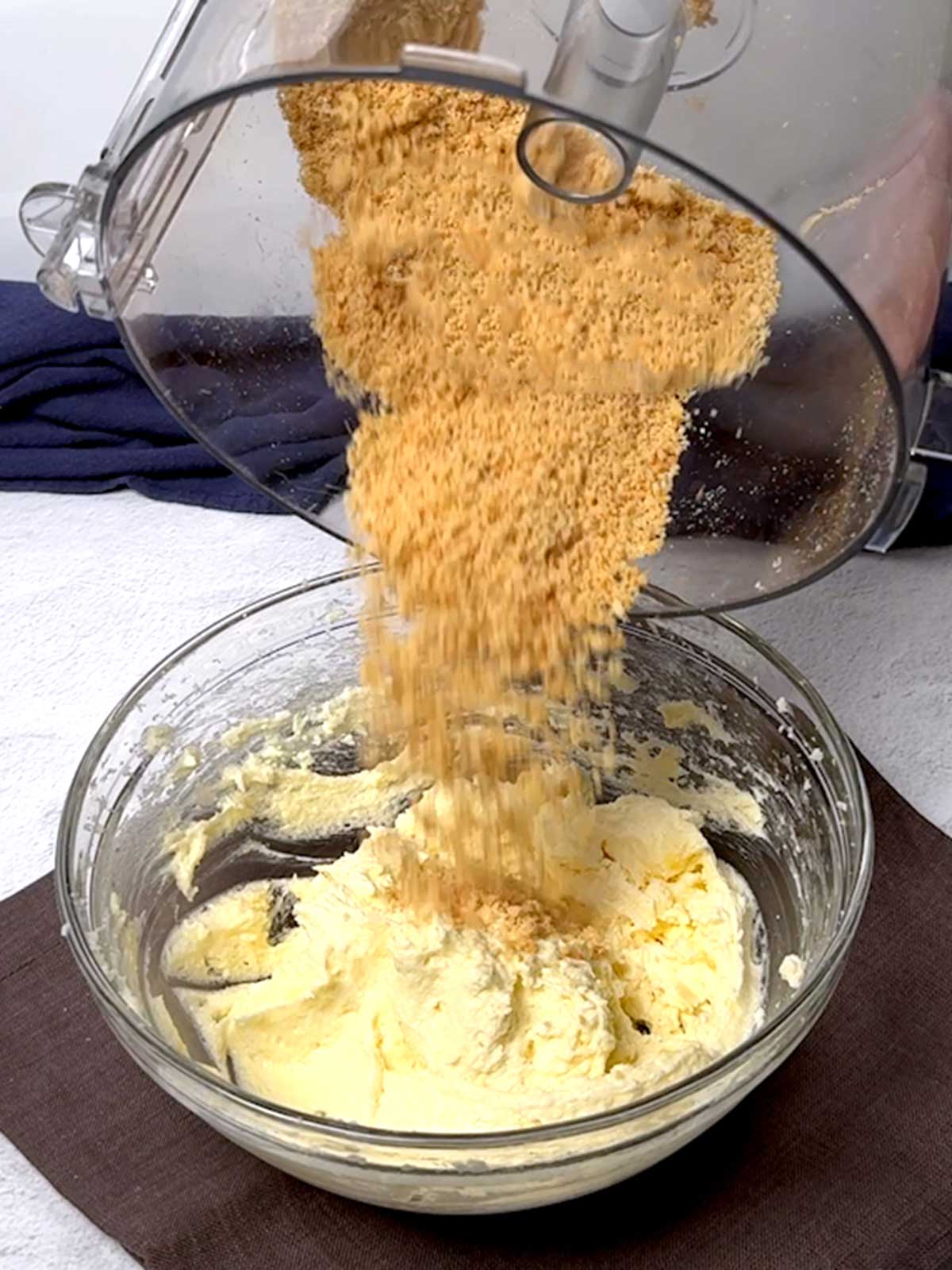 Adding the ground almonds.