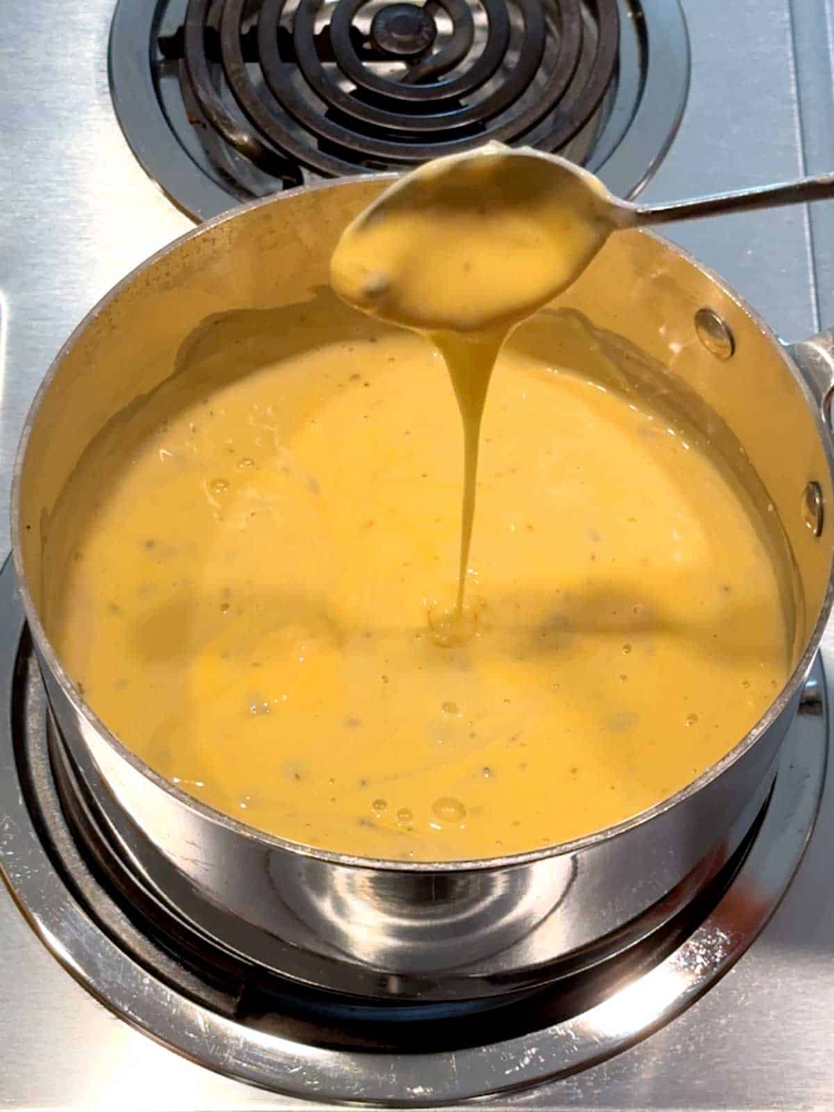 Cheese sauce for the broccoli casserole.