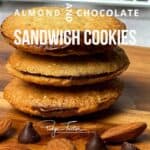 Almond and chocolate sandwich cookies.