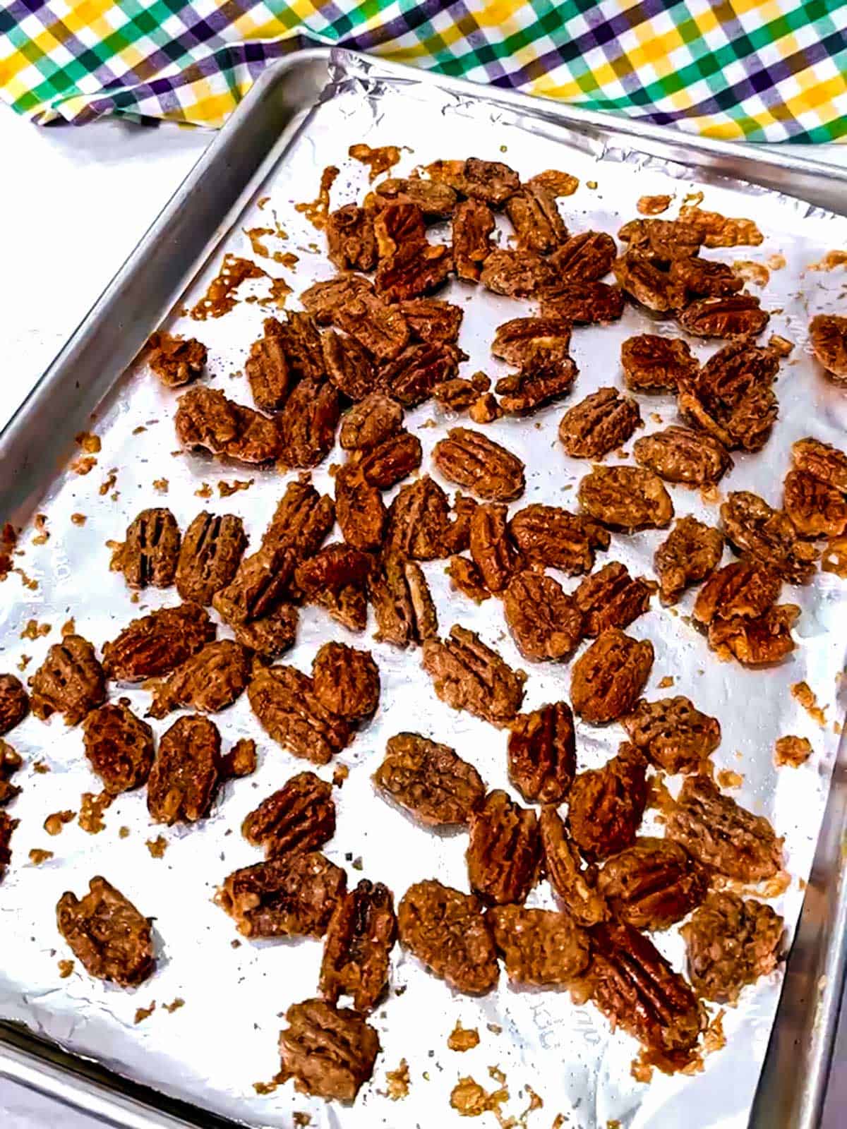 Crystalized pecans ready.