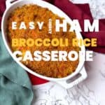 Easy Cheesy Ham, Broccoli and Rice Casserole.