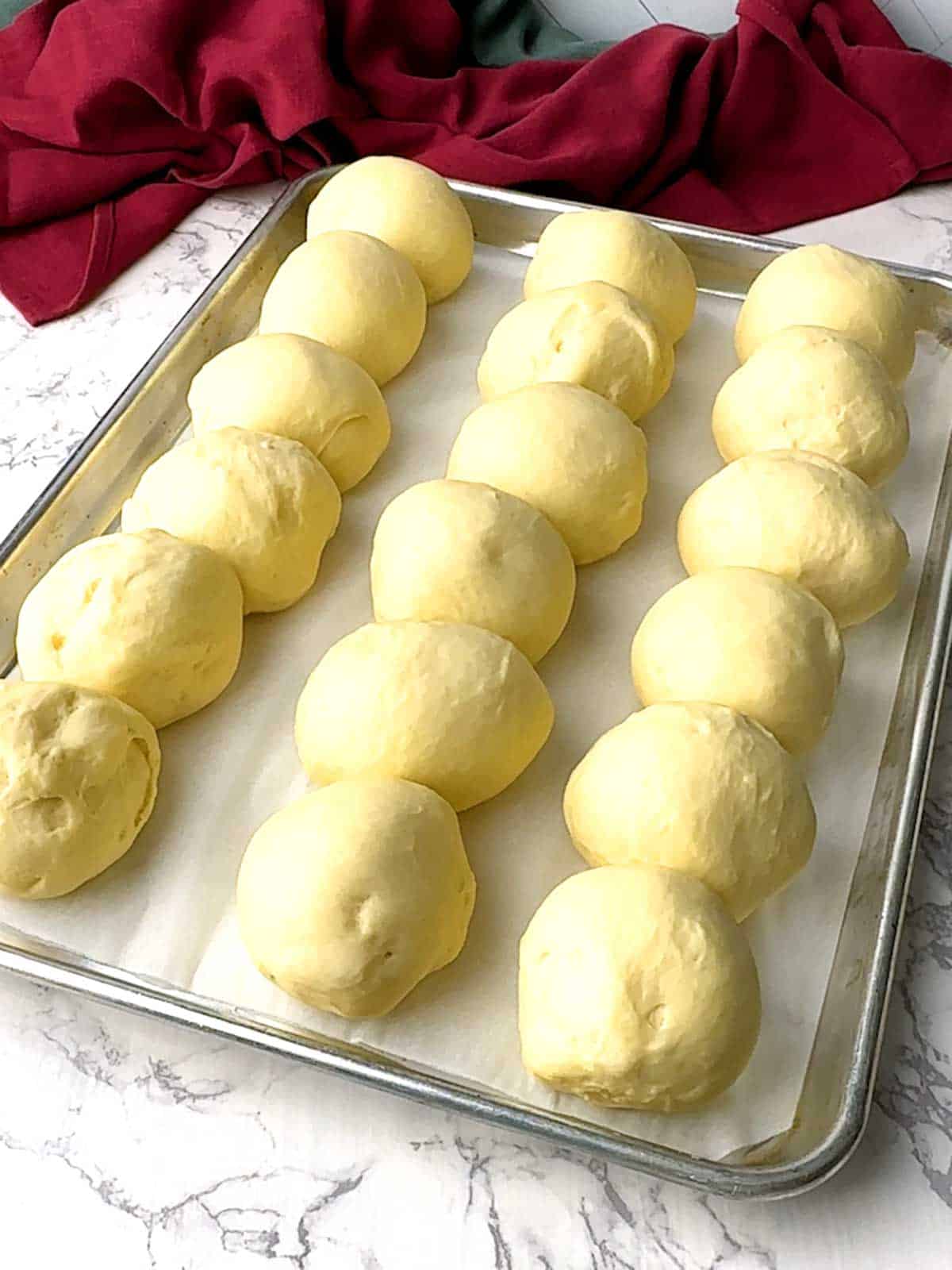 Brown and serve rolls ready for the oven.