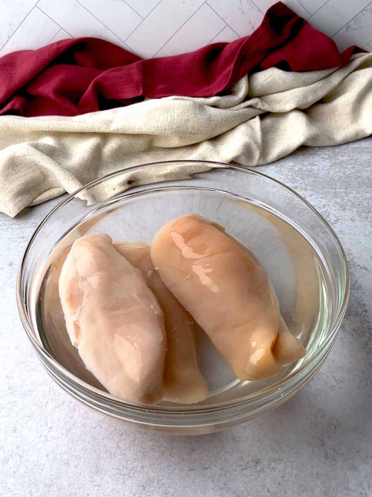 Chicken in brining solution.