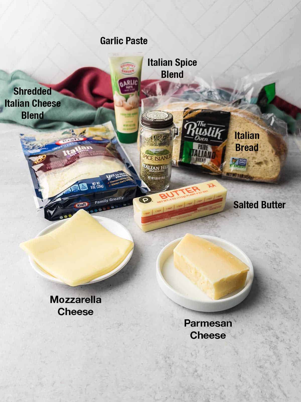 Ingredients for Garlic Bread Grilled Cheese Sandwich