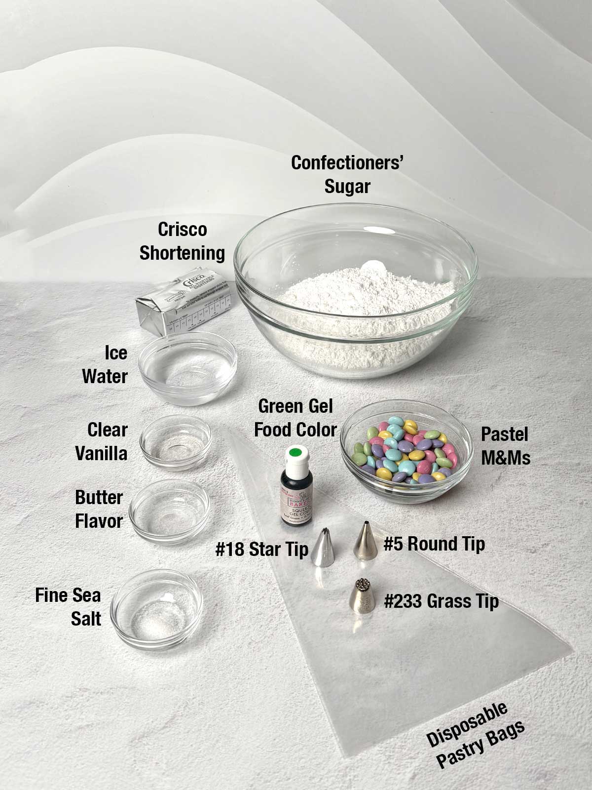 Ingredients for Vintage Frosting and Decorations