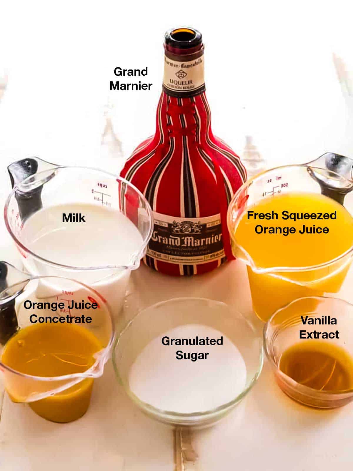 Ingredients used in making Orange Sherbet.