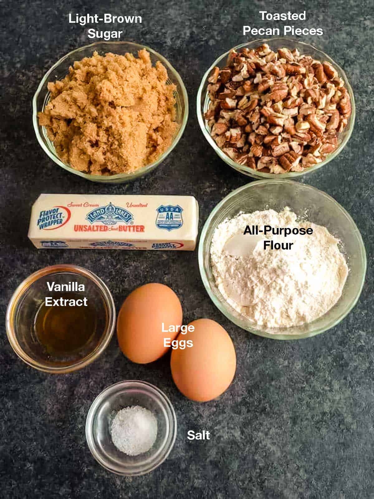 Ingredients for pecan pie mini muffins