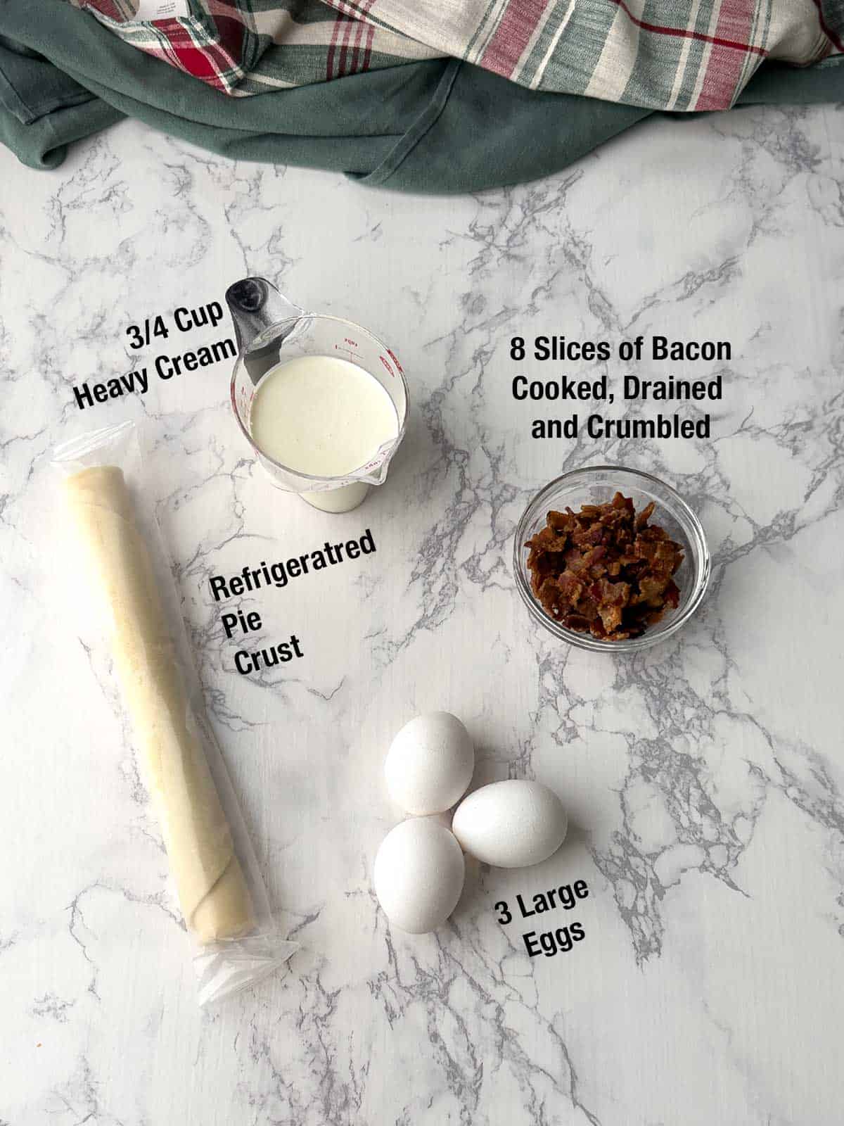 Ingredients for quiche lorraine.