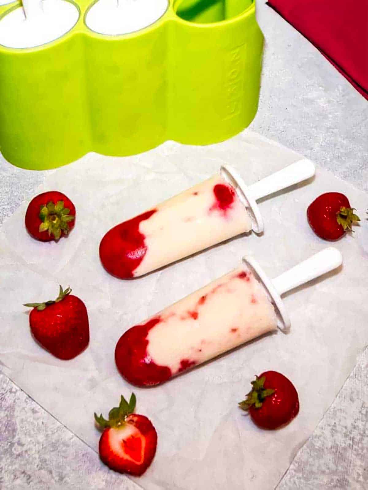 Strawberries and cream popsicles.