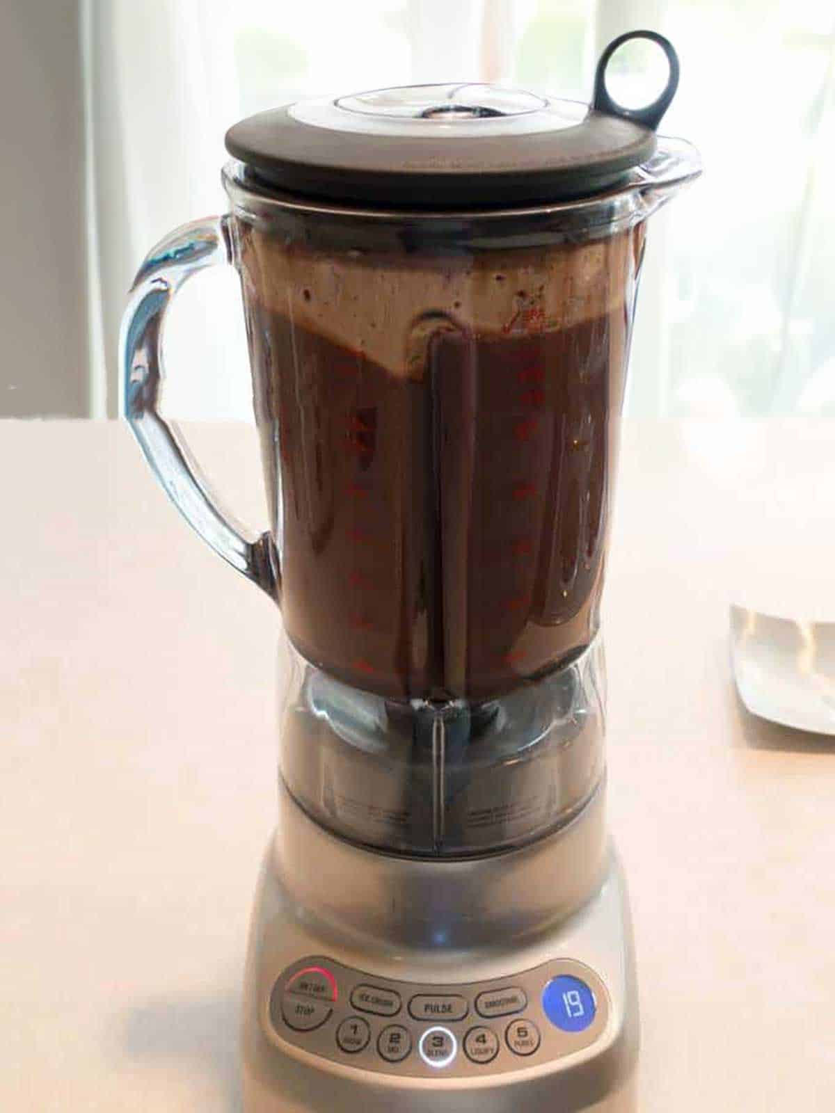 Chocolate mixture in blender.