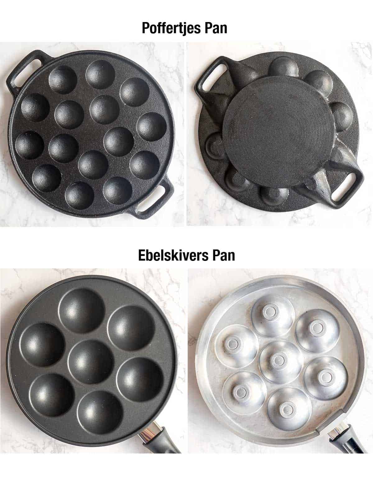 Comparison of Poffertjes pan with Ebelskivers Pan.