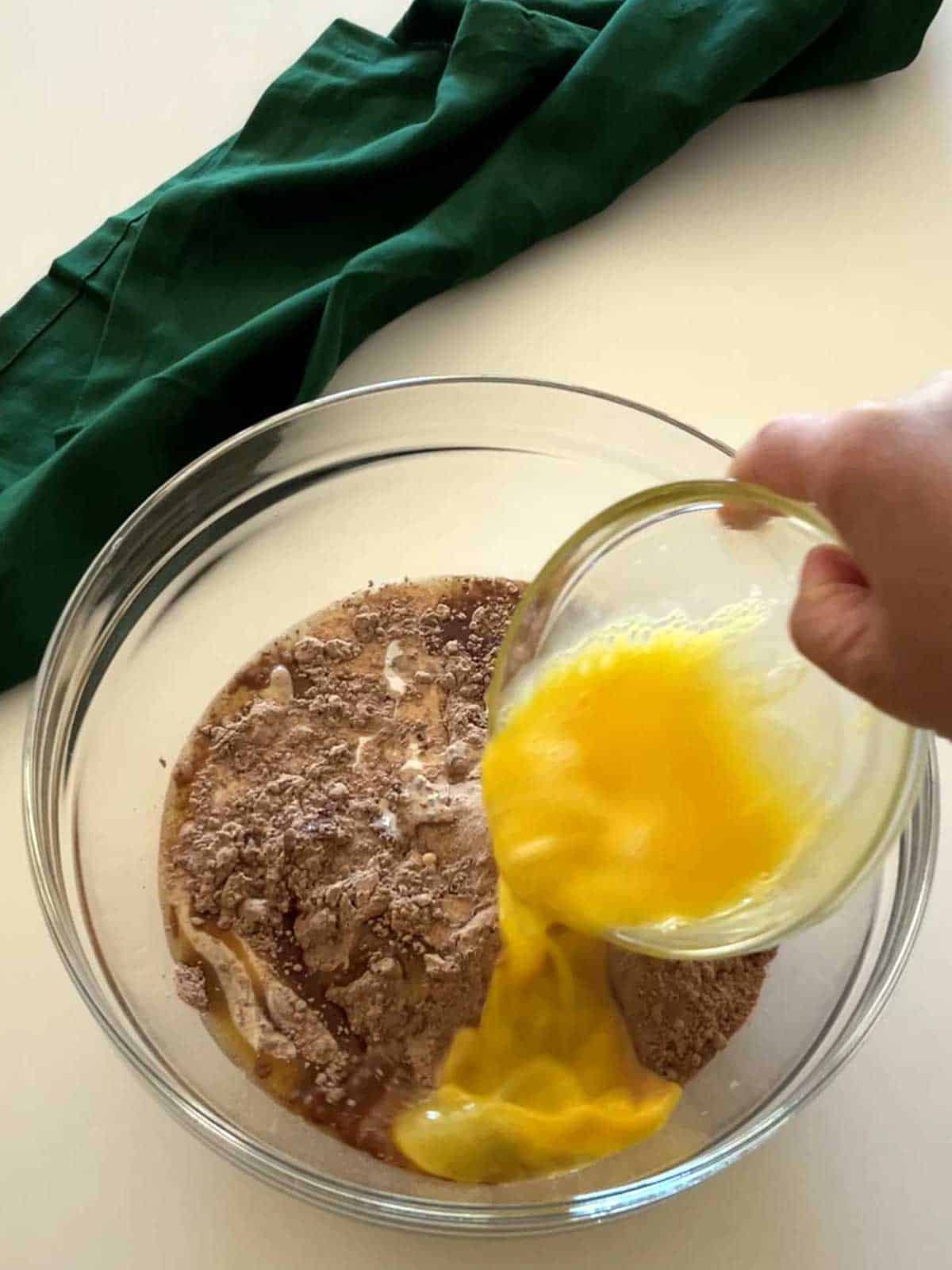 Adding eggs
