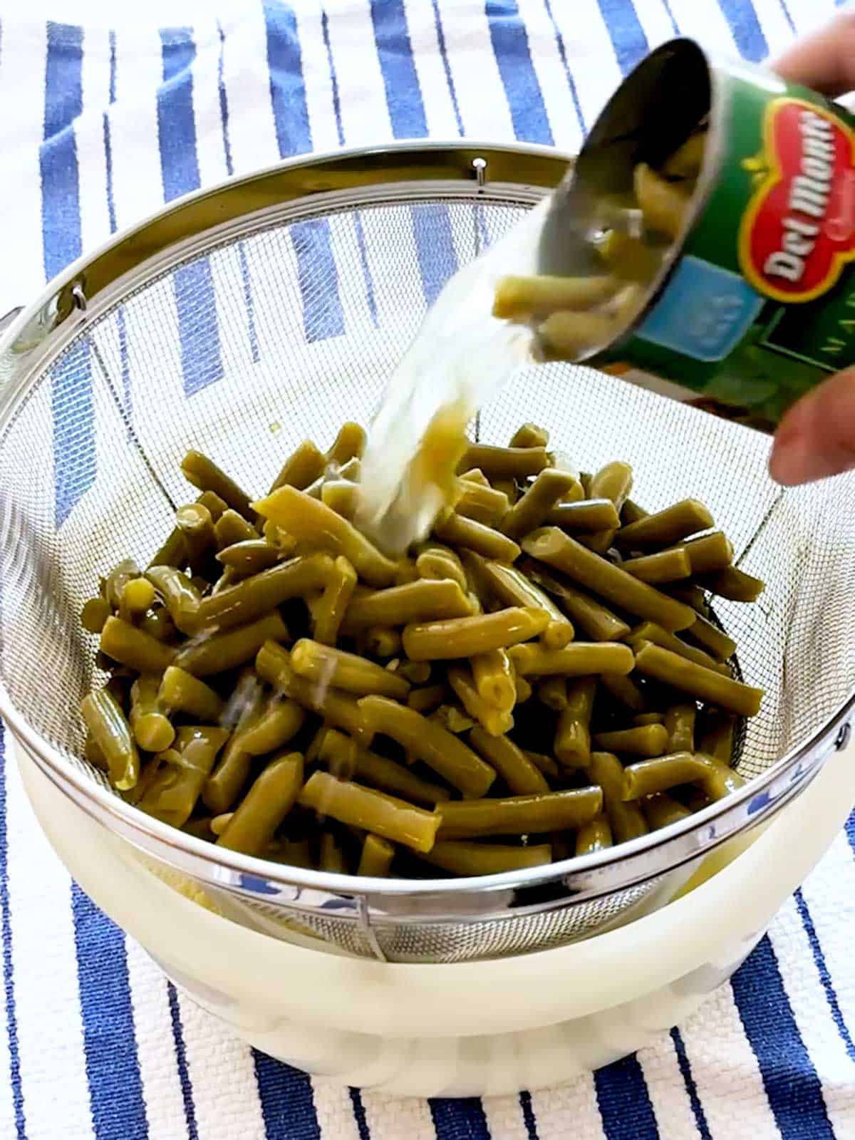 Draining green beans