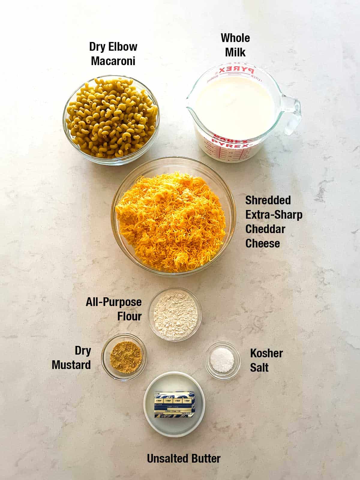 Ingredients for Macaroni and Cheese