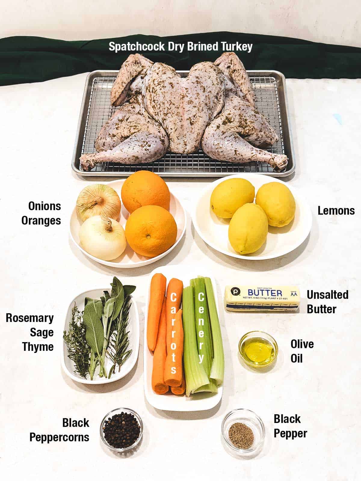 Ingredients for the roast turkey