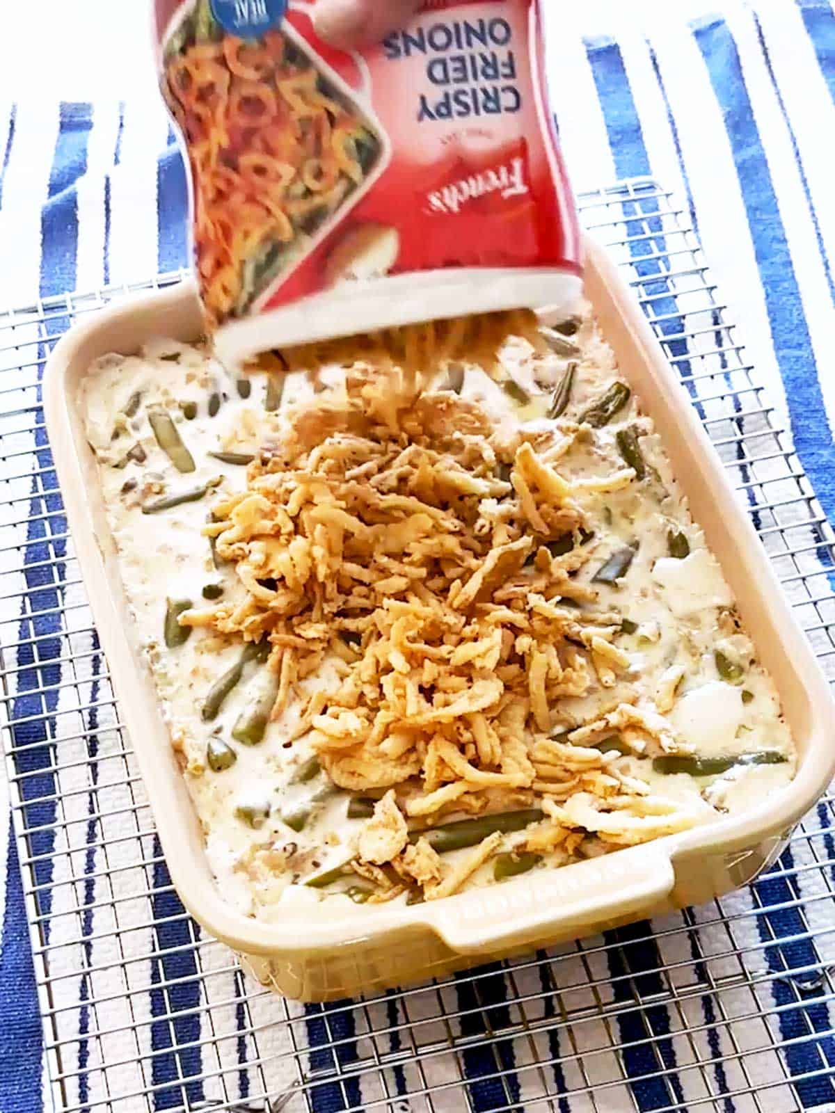 topping with French's crispy fried onions