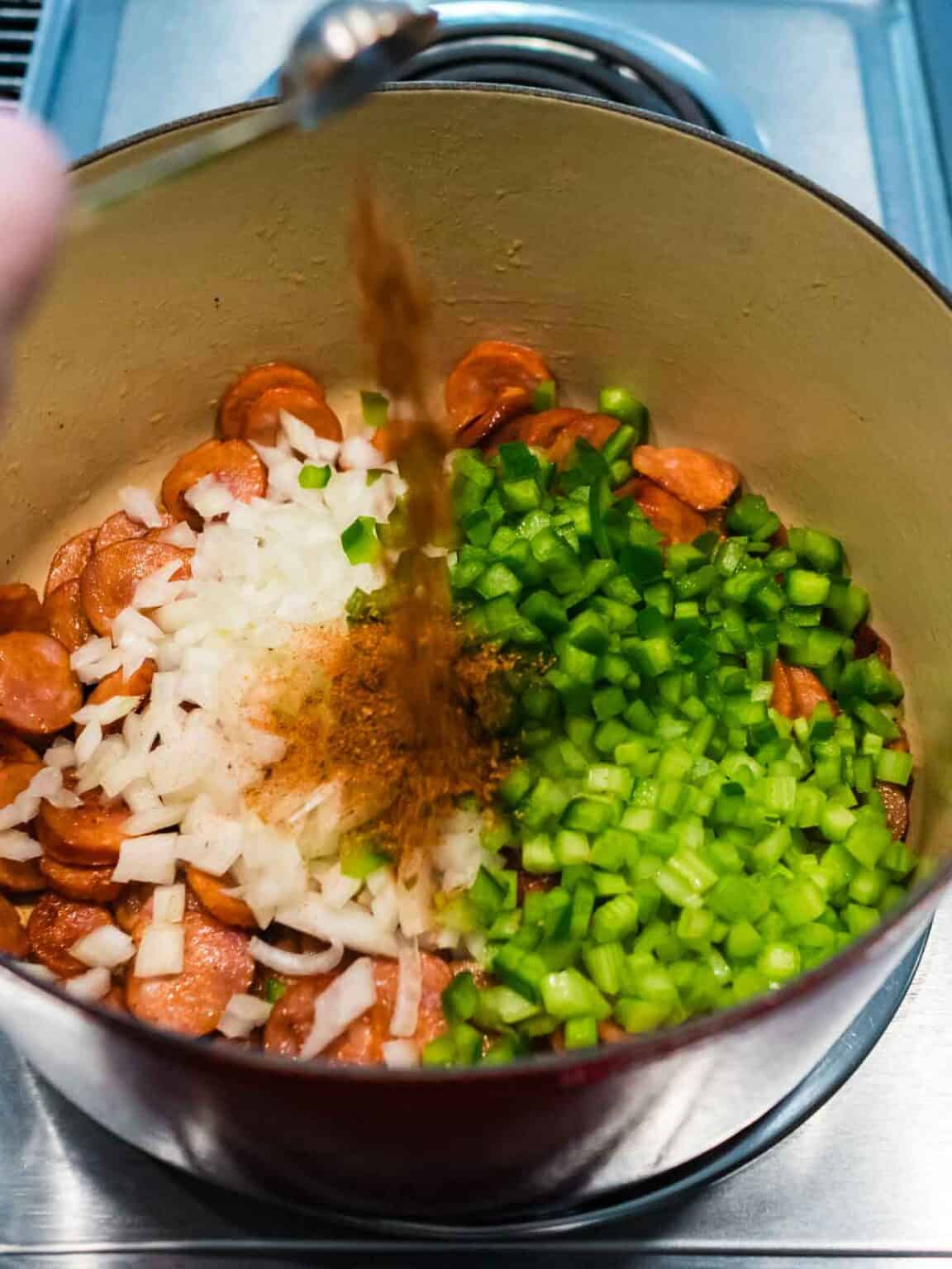 Southern Black Eyed Peas with Andouille Sausage Pudge Factor