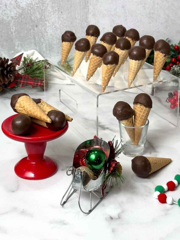 Mini Chocolate Covered Peanut Butter Cones (Irresistible) Pudge Factor