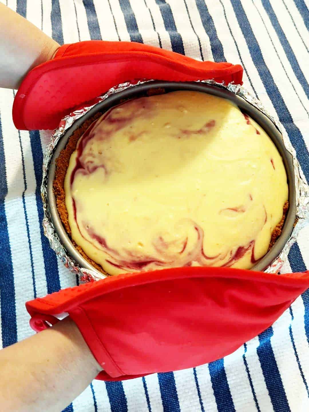 Cheesecake out of the oven