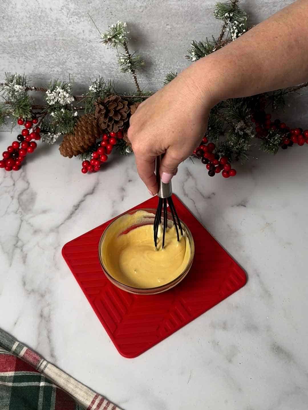 whisking honey mustard