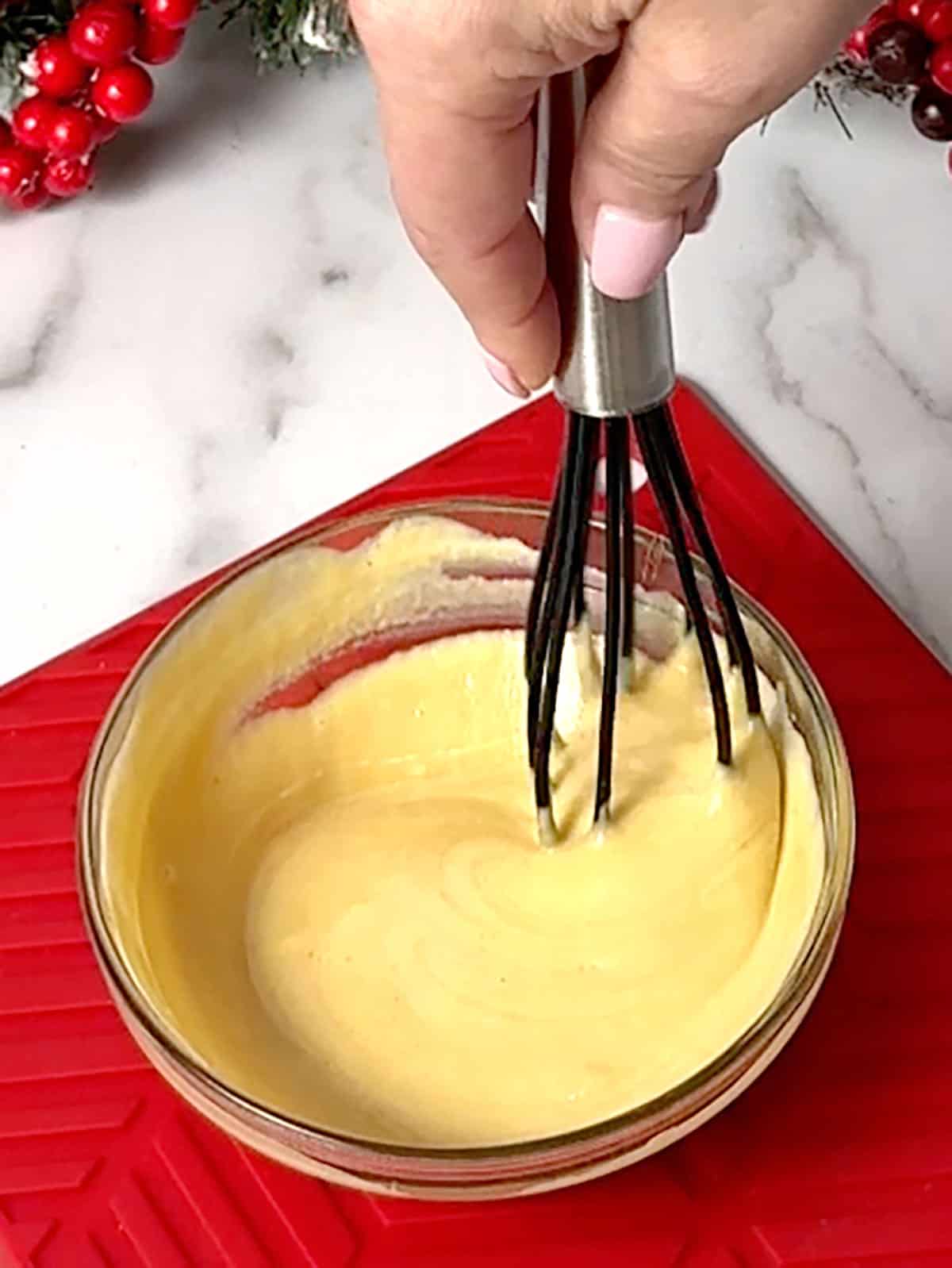 whisking honey mustard spread