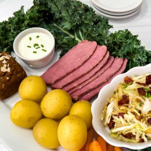 Sous vide corned beef with Irish Fried Cabbage