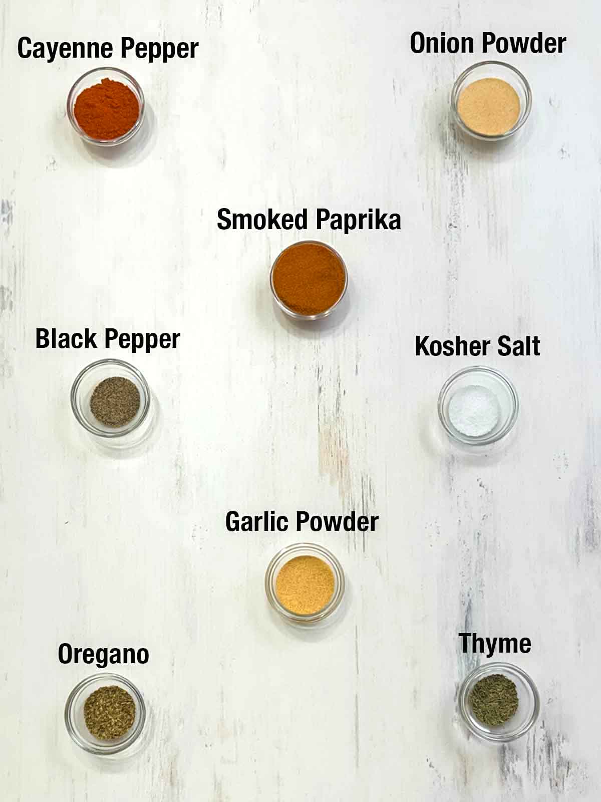 Ingredients for cajun seasoning blend