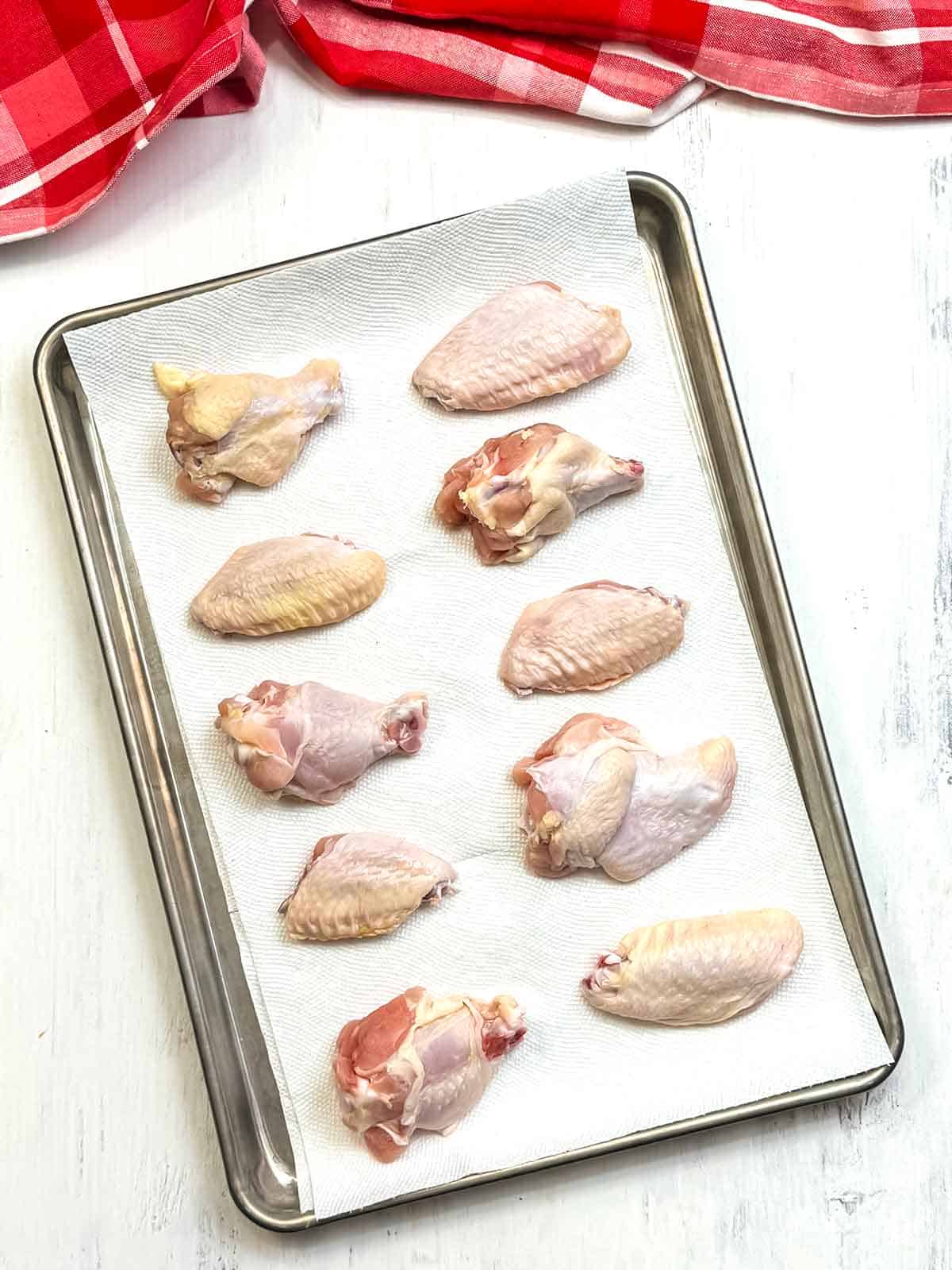 wings drying on paper towels