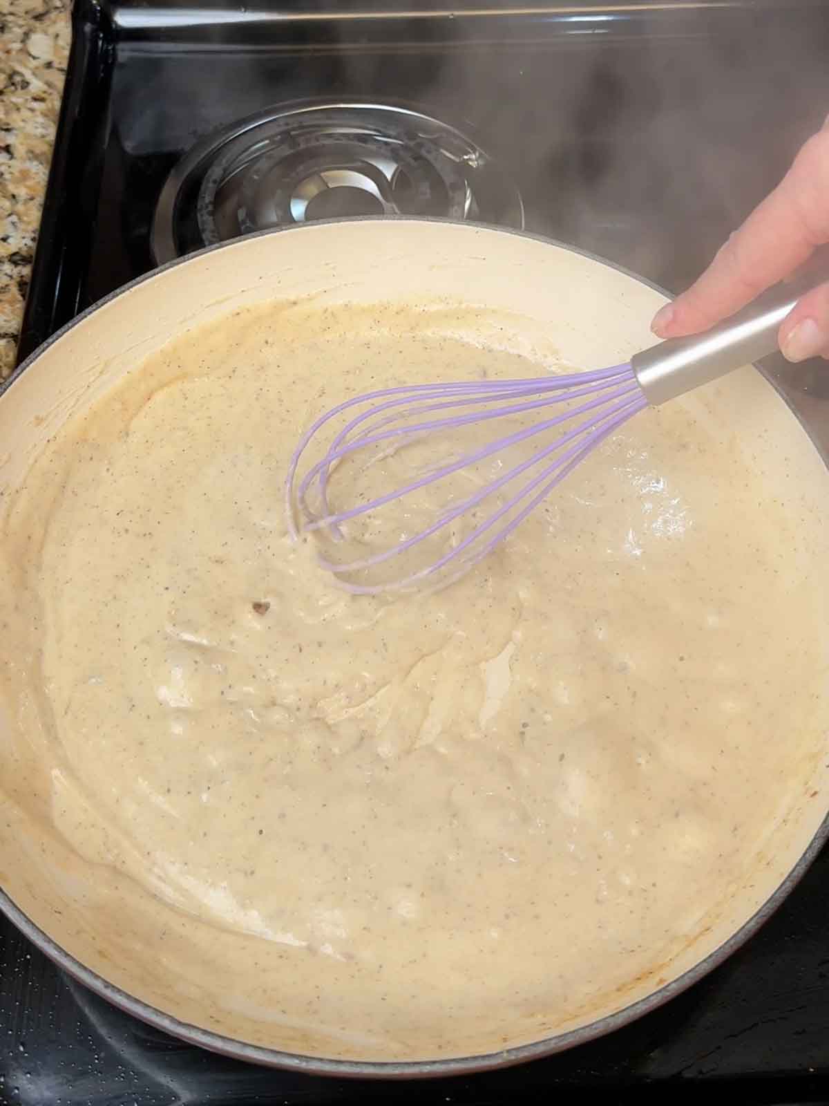 whisking milk