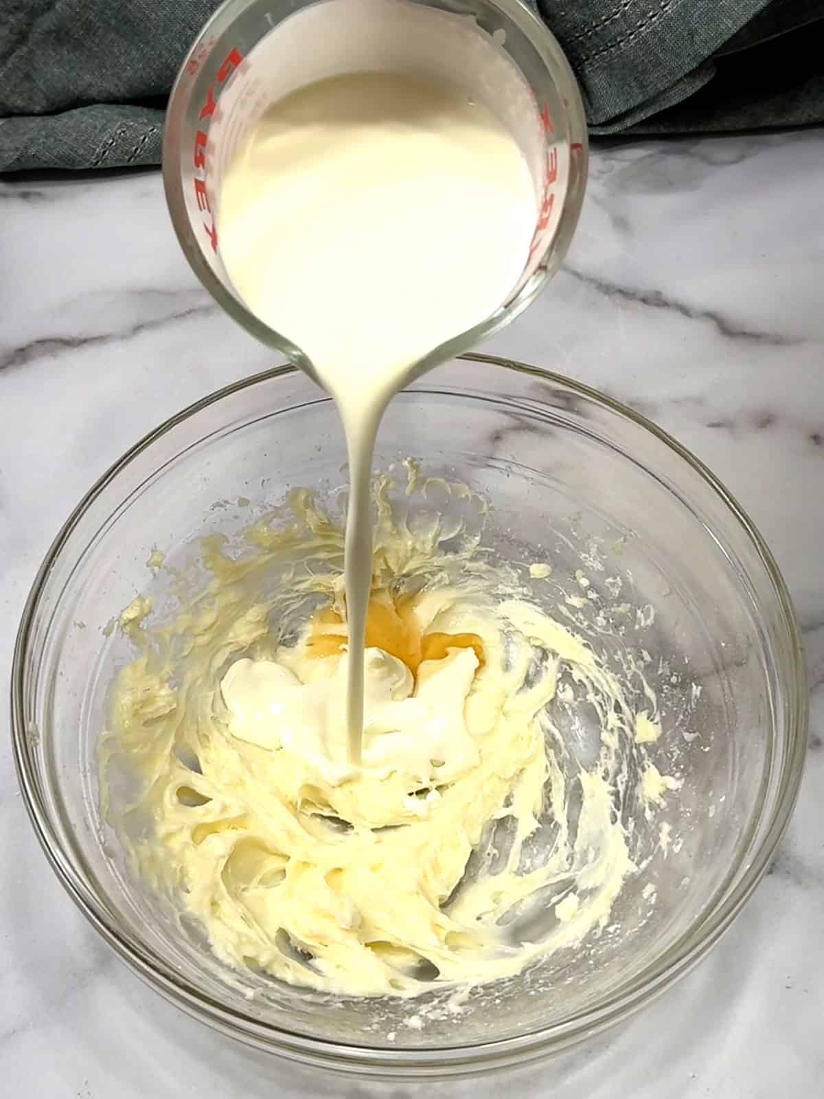 adding heavy whipping cream for frosting