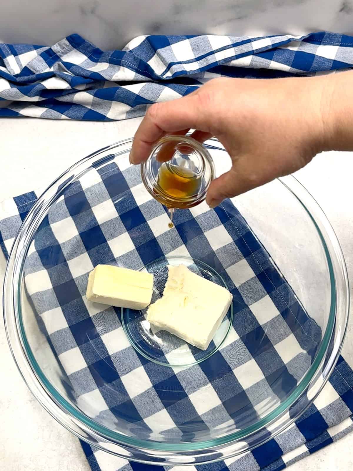 butter, cream cheese and vanilla for frosting