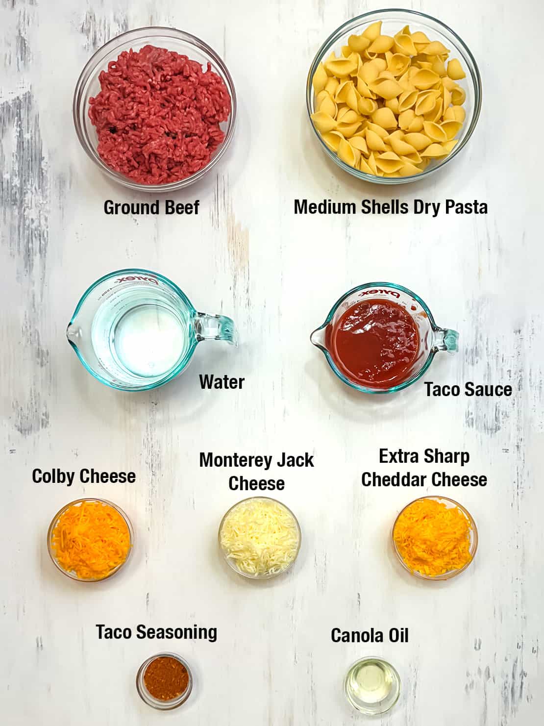 Ingredients for Quick and Easy One Pan Taco Pasta