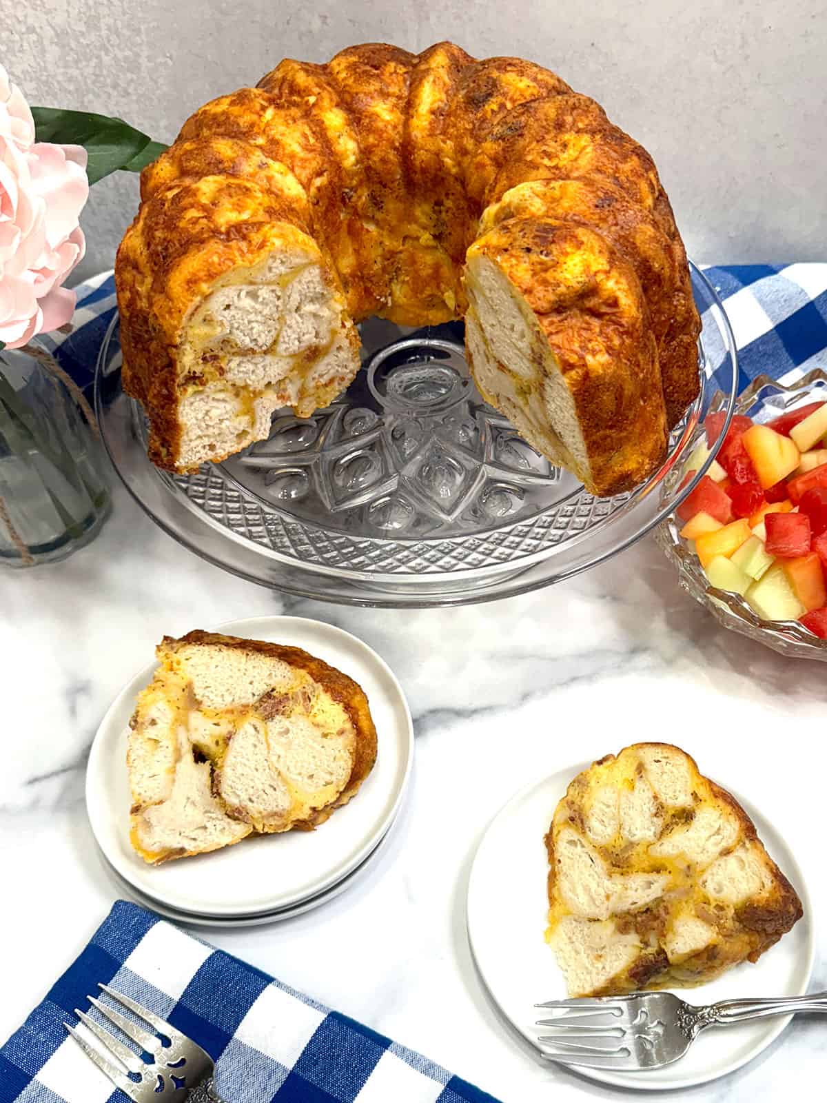 bacon egg & cheese biscuit bundt cake from oven
