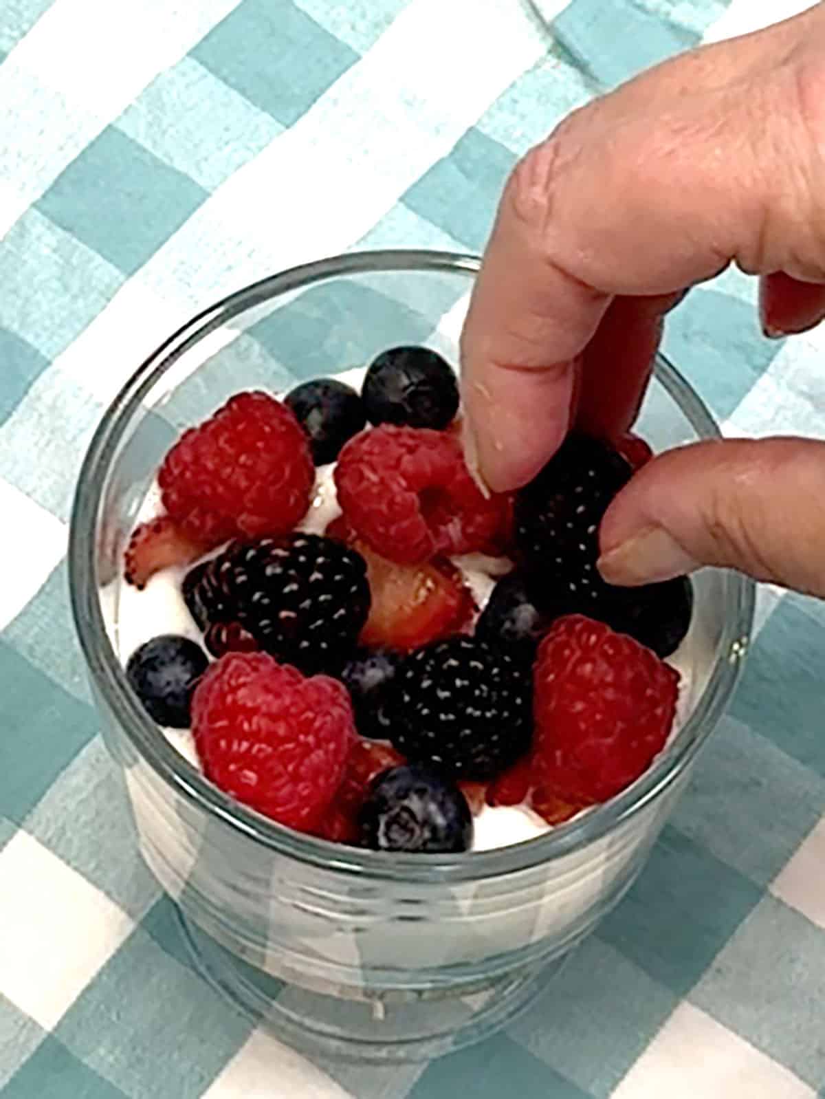 adding first layer of berries