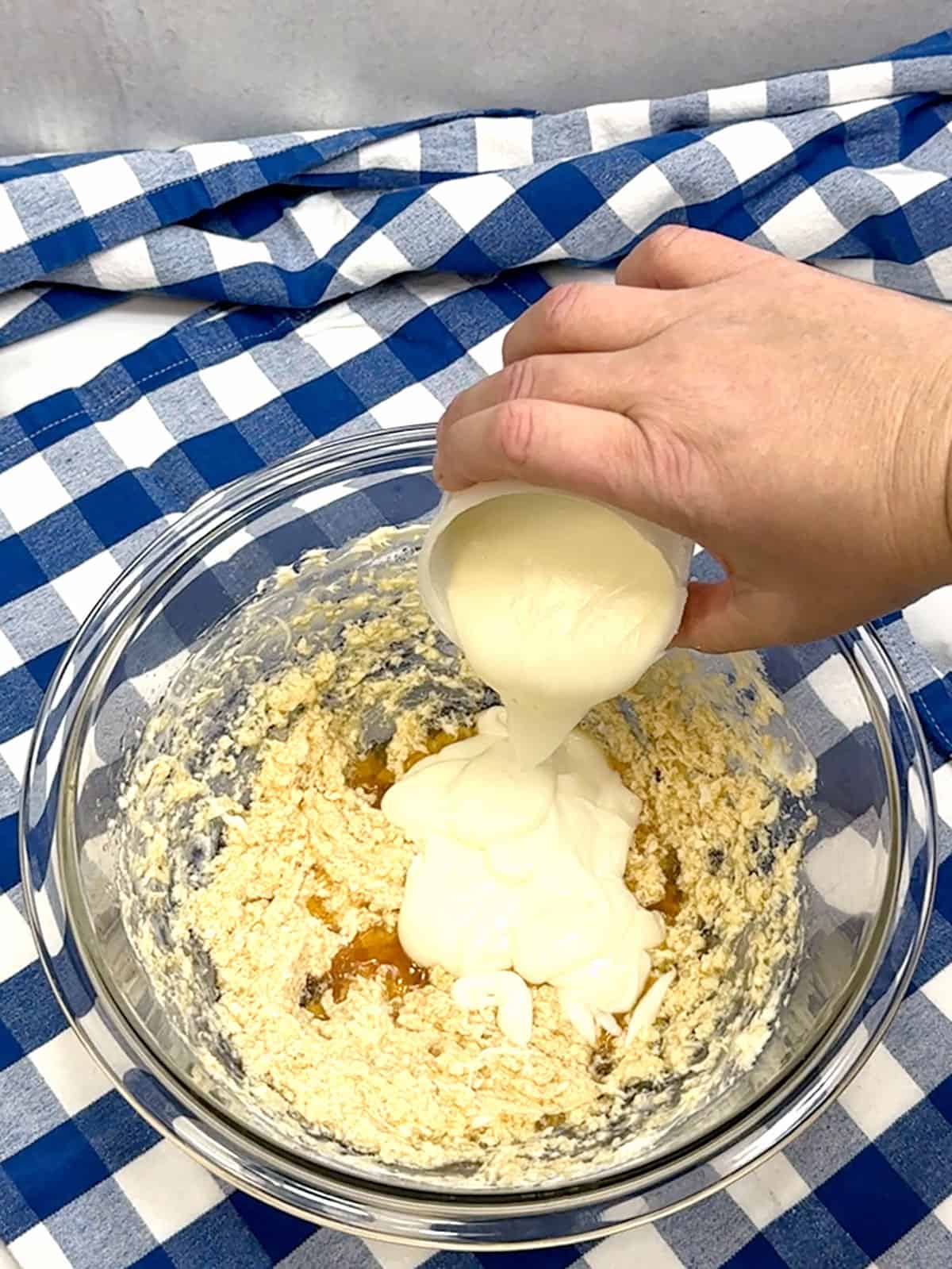 adding canned frosting for maple glaze
