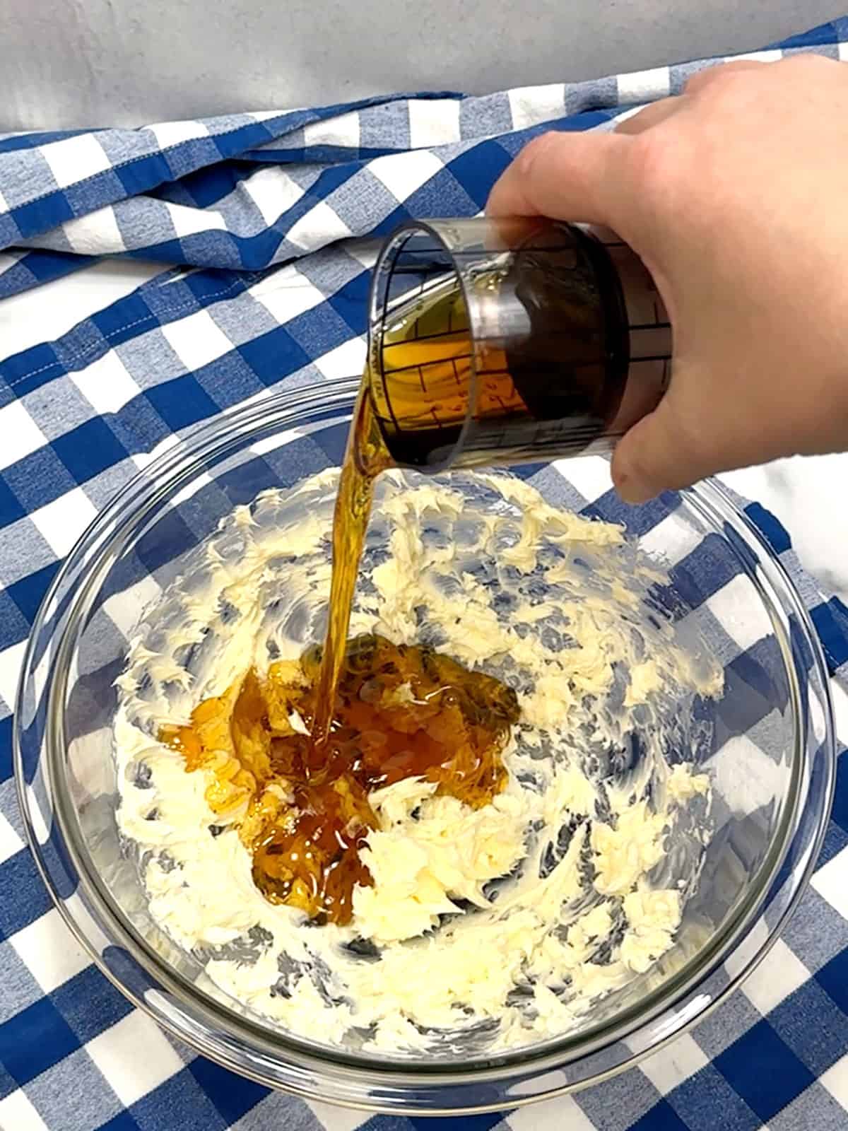 adding maple syrup for glaze