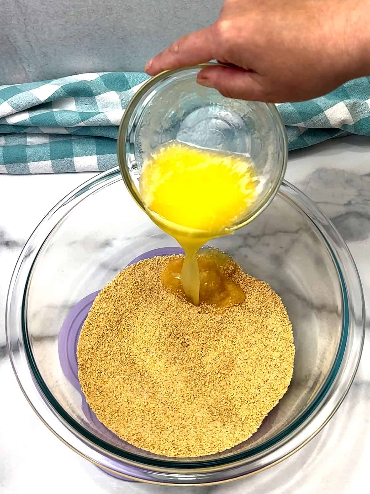 adding melted butter for crust