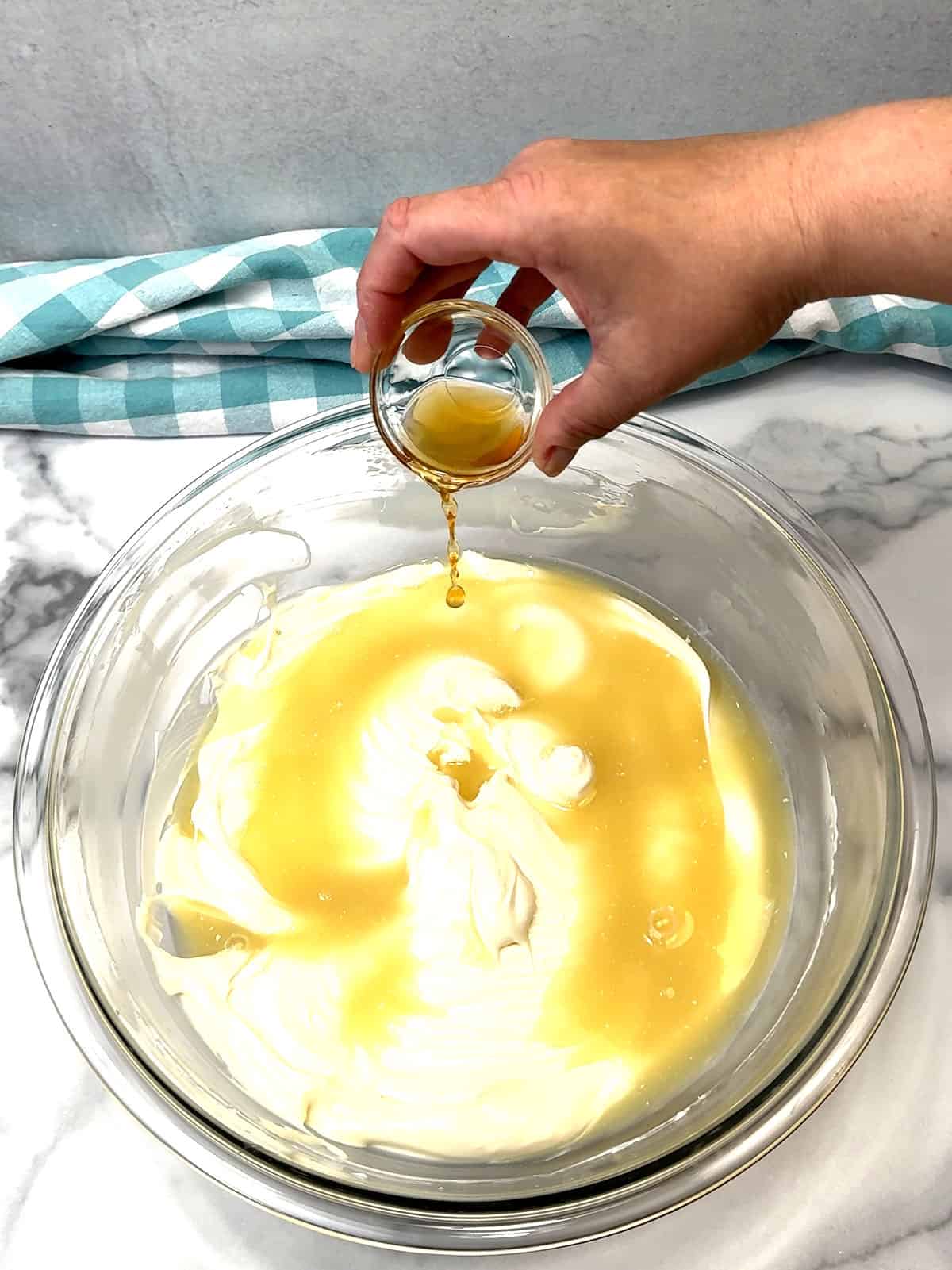 adding lime juice and vanilla extract for filling