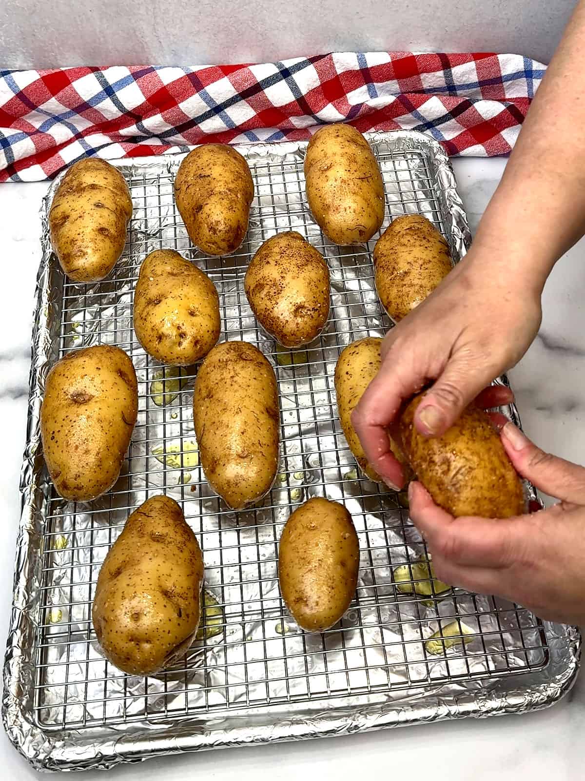 rubbing salt on potatoes before baking