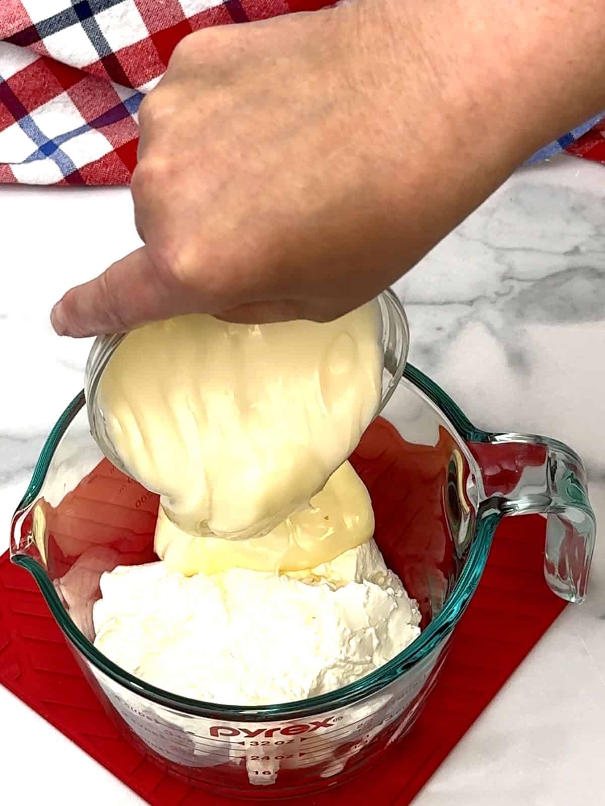 combining mayonnaise and sour cream for dressing
