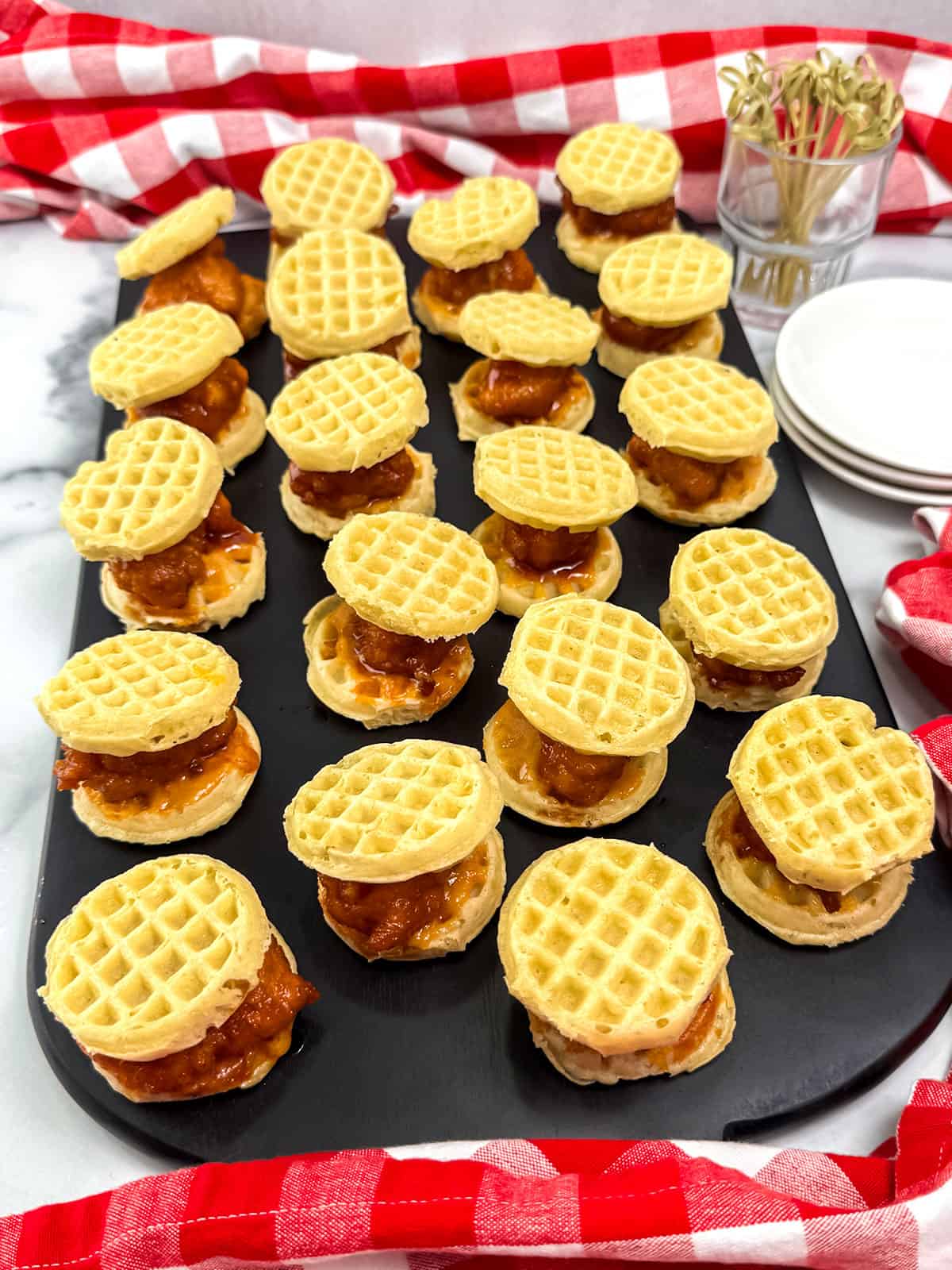 Easy Sweet n' Spicy Chicken & Waffle Sliders