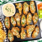 Garlic Parmesan Chicken Wings with Buffalo Ranch Dipping Sauce