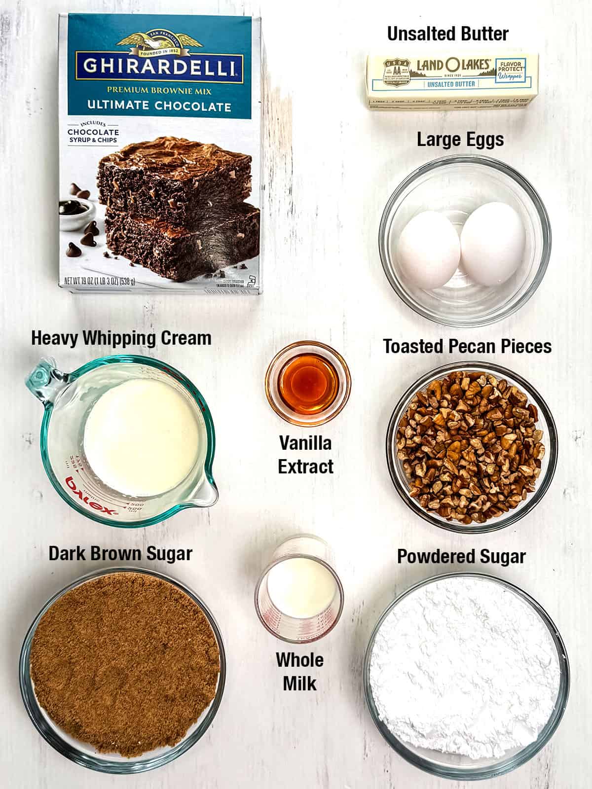 Ingredients for Pecan Praline Brownies