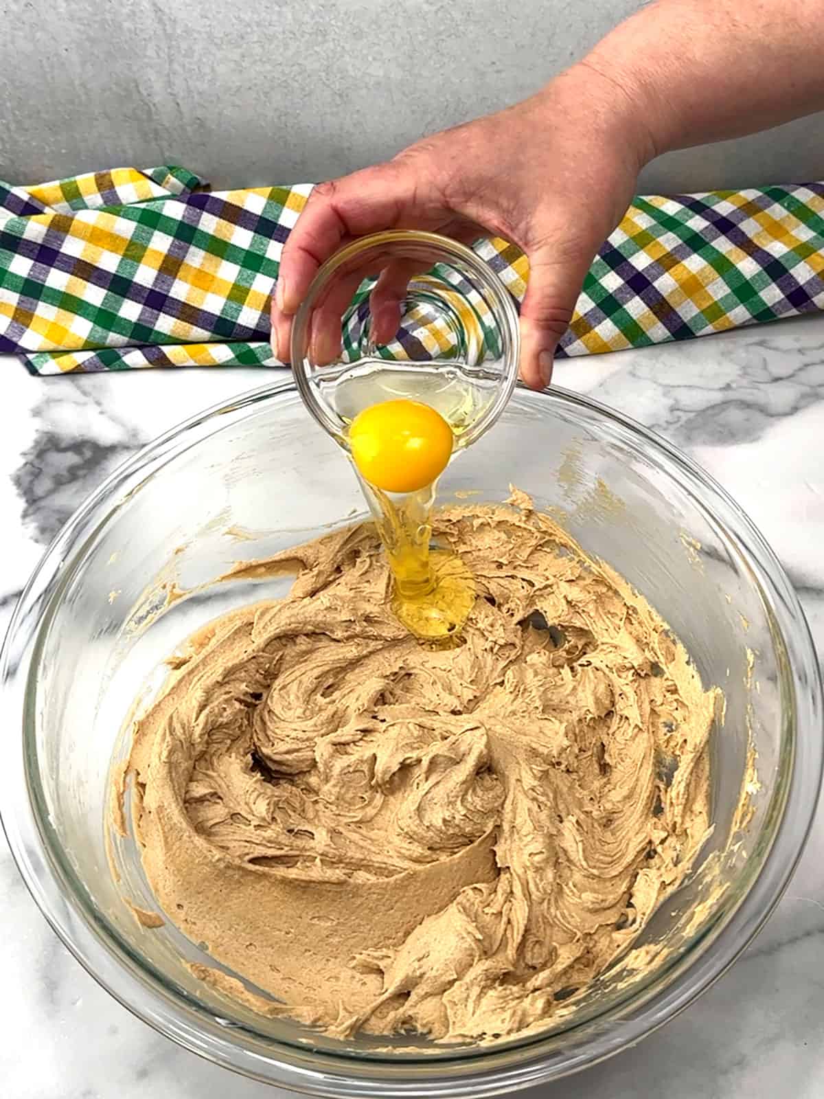 adding eggs