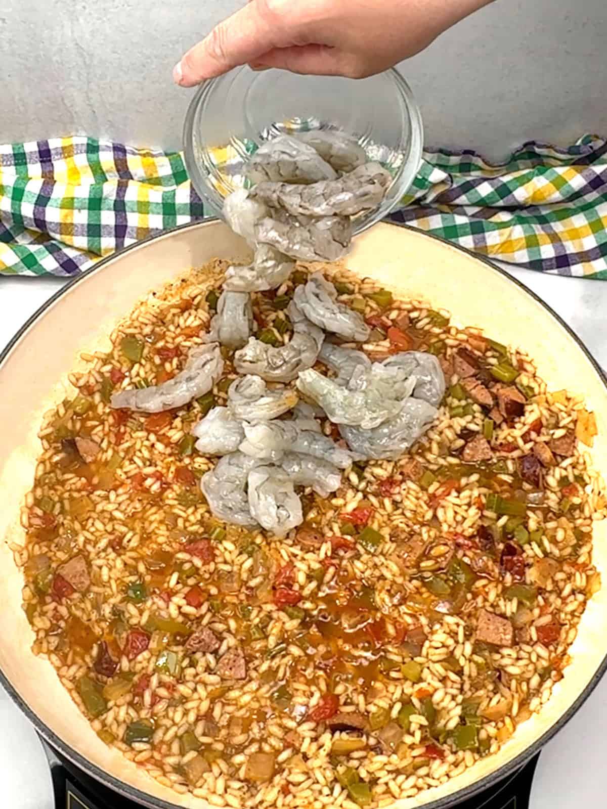 adding shrimp