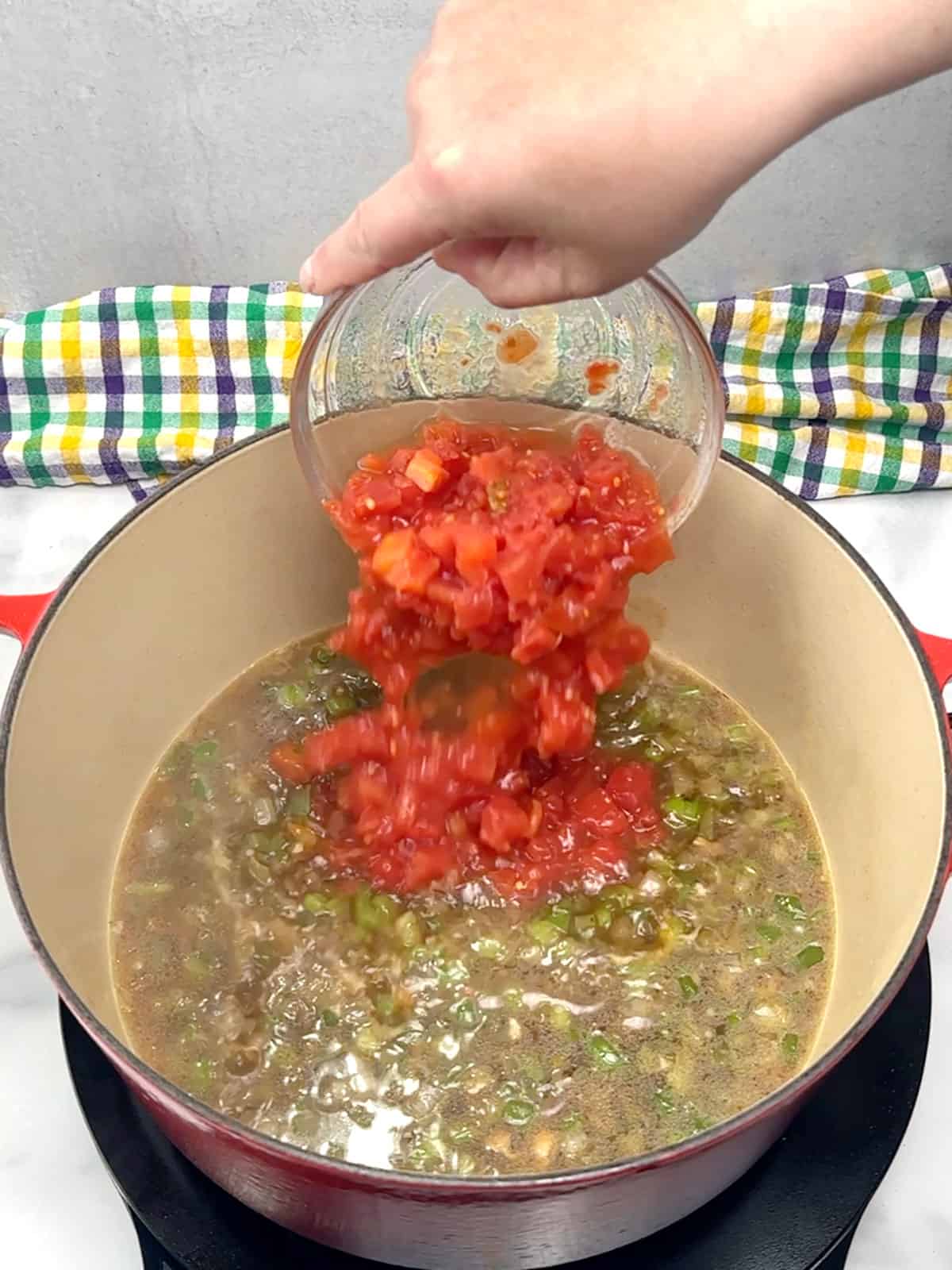 adding petite diced tomatoes