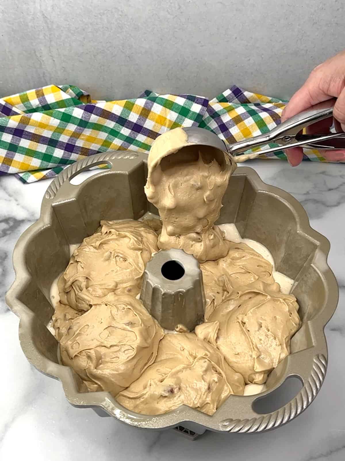 transferring batter to prepared pan