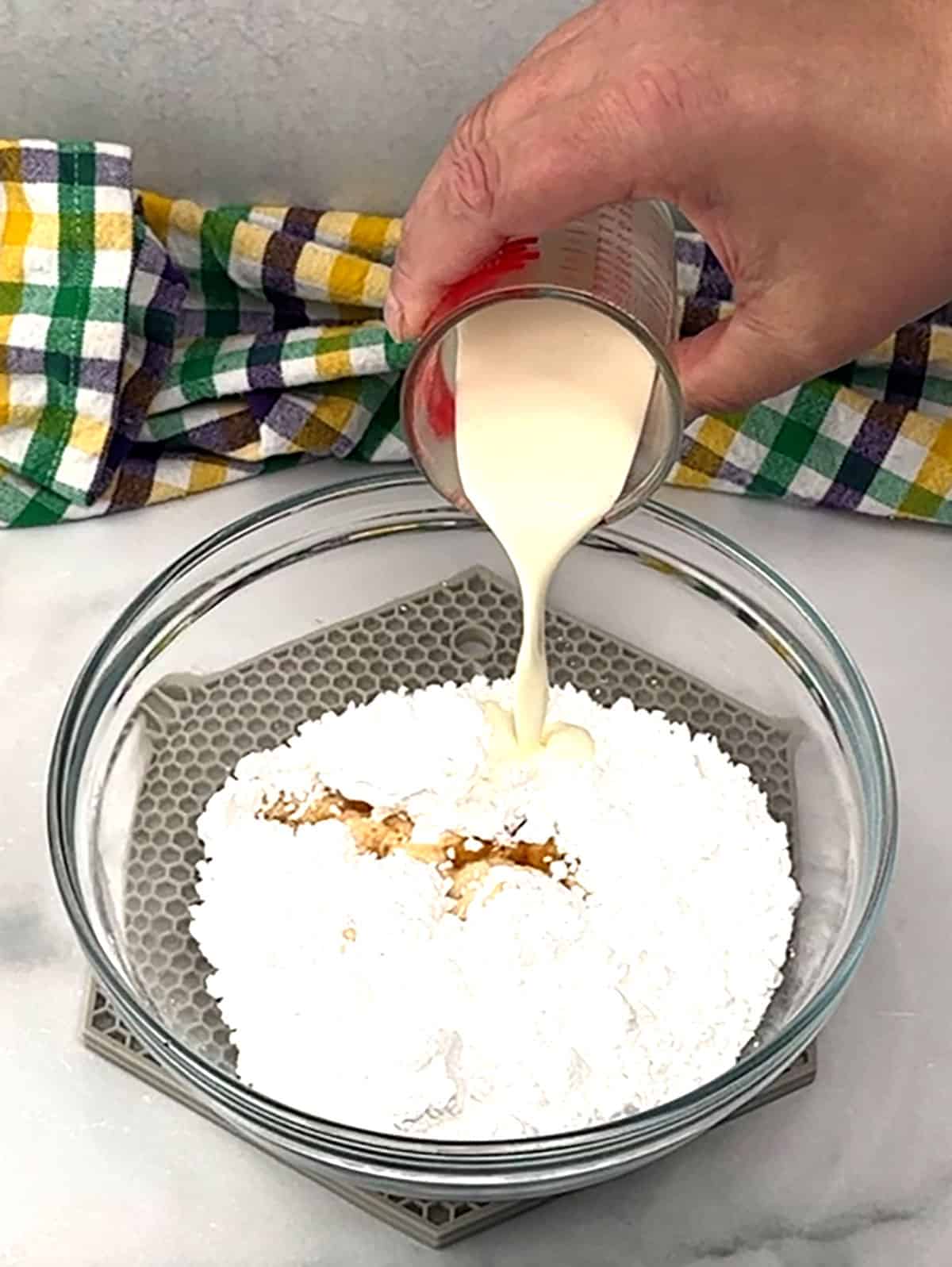 icing ingredients in bowl 